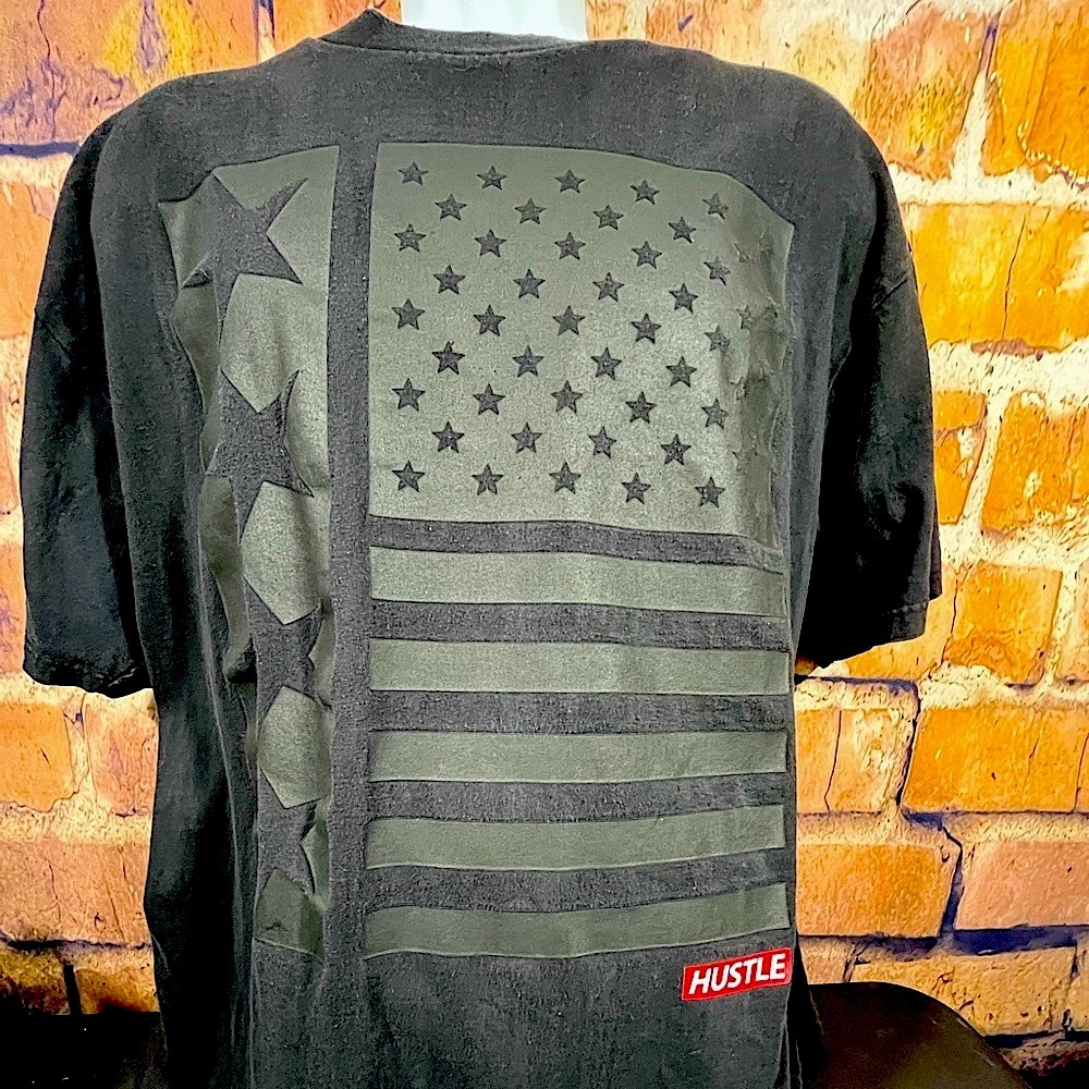 Locked And Loaded Men’s Flag Hustle Shirt Black Size XL